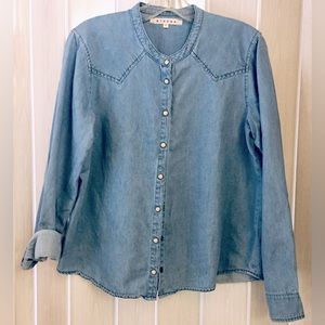XIRENA Denim Semi-Wester-Swing-Style Blouse, Size Small